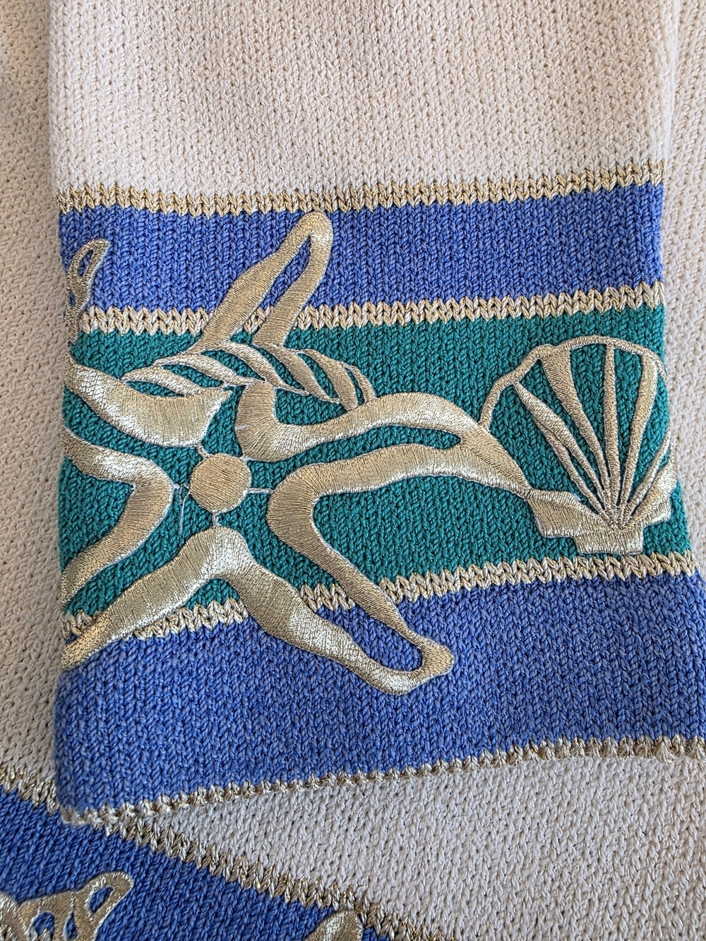 St John Marie Gray Vintage Santana Knit Nautical Cardigan Starfish Size 4 - Picture 10 of 11